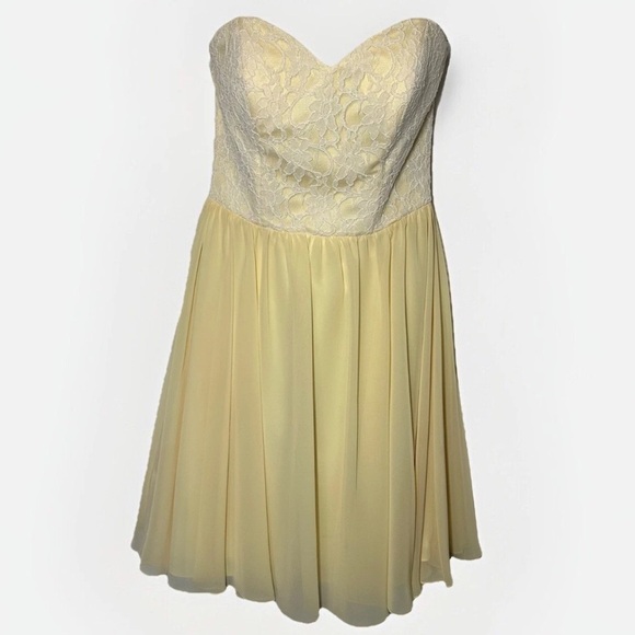 Mori Lee Madeline Gardner Lace Bridesmaid Prom Dress Strapless Women Sz 10 - Picture 1 of 13